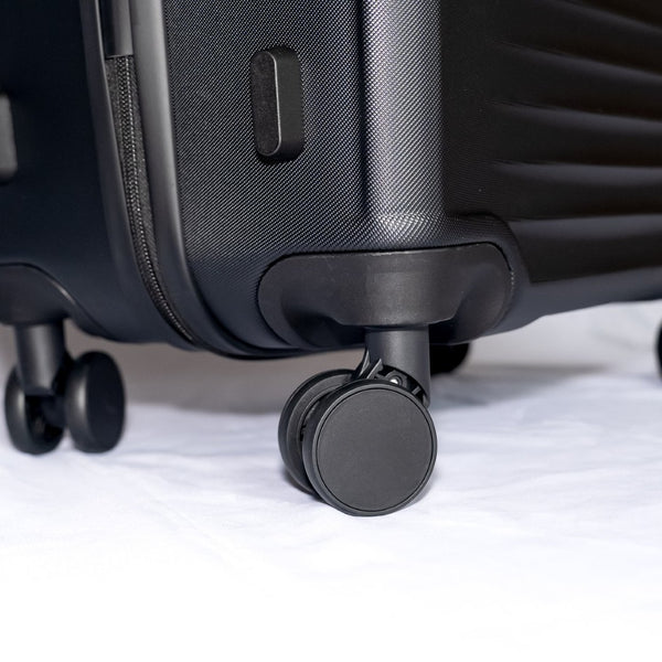 English Elm 2025 Hardshell Abs 3 Piece Luggage Set Matte Spinner Wheels Combo Lock Travel Acacia Wood,Antique Black W2710P417747