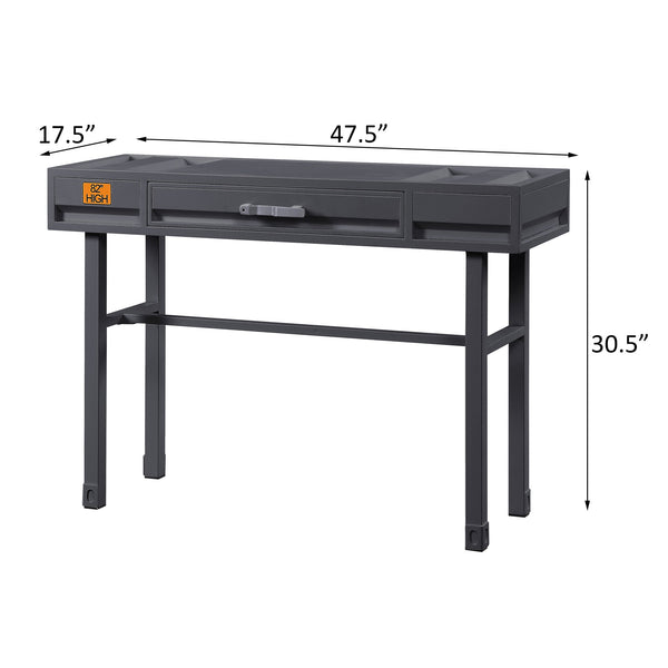 English Elm Gunmetal Industrial Writing Desk with Recessed Panel, Safety-Stop Drawer, Metal & Wood Accent, 47.5" Wide B062P185696