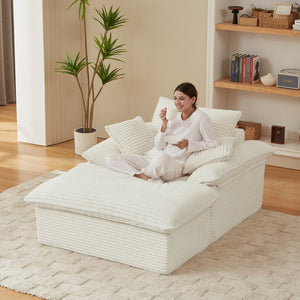 English Elm 51.97 modern cushioned compression single seat sofa with oversized footrest deep plush seating for comfort and support White W3396P330951