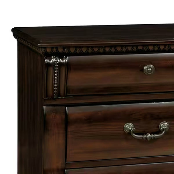 English Elm Cherry Finish Transitional Nightstand Solid Wood Felt Lined Drawer Bedroom Bedside B2741P436967