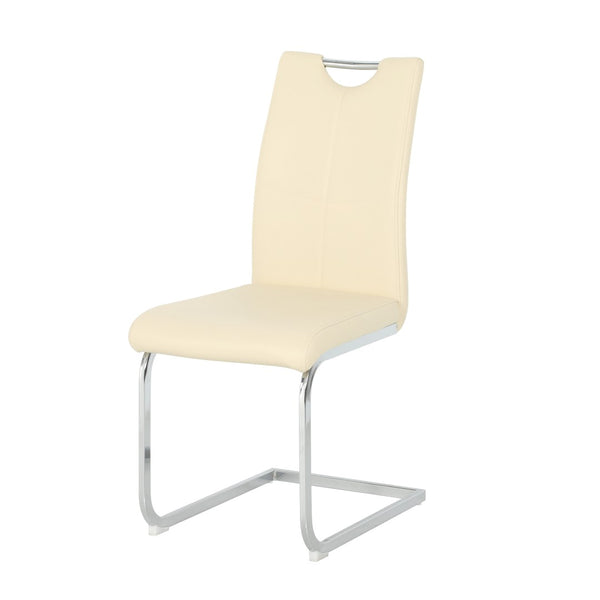 English Elm Modern Pu Leather Dining Chair Set of 2 with Polished Metal Legs for Kitchen W210P375168