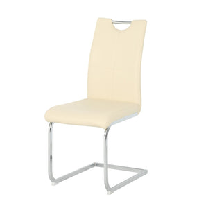 English Elm Modern Pu Leather Dining Chair Set of 2 with Polished Metal Legs for Kitchen W210P375083