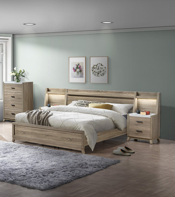 English Elm 1pc Modern Minimalist 4-Drawer Tall Chest with Two-Tone Finish, Sleek Bedroom Storage Cabinet Brown,White 36.81 L x 19.49 W x 50.08 H B2741P330637