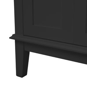 English Elm 30" Freestanding Bathroom Vanity Ceramic Sink Soft Close Cabinet Gray Wood Frame Black N729P427118B