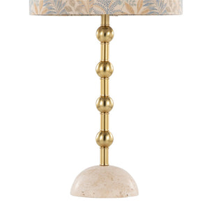 English Elm Table Lamp Set of 2 Travertine Stone Base with Brass Hardware and Warm Fabric Shade Gold,Tan B202P471583