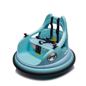 English Elm 12v Kids Ride on Bumper Car with 360 Spin Led Lights Bluetooth and Parental Remote Blue W1578P198508