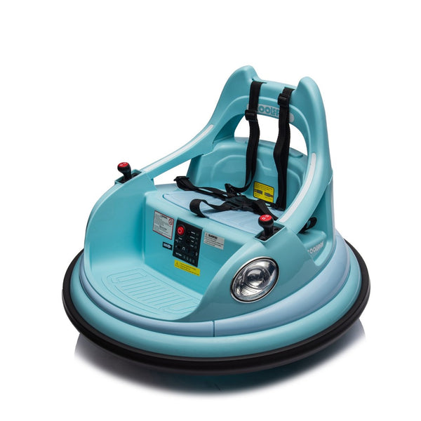 English Elm 12v Kids Ride on Bumper Car with 360 Spin Led Lights Bluetooth and Parental Remote Blue W1578P198508
