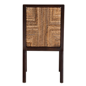 English Elm Modern Bohemian Mahogany Dining Chair with Woven Seagrass Back and Tapered Legs B2750P467654