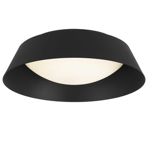 English Elm 15 Inch Matte Round Flush Mount Ceiling Light with Etched Glass Diffuser for Modern Rooms Black B370P421869