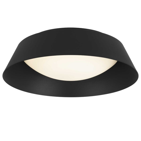 English Elm 15 Inch Matte Round Flush Mount Ceiling Light with Etched Glass Diffuser for Modern Rooms Black B370P421869