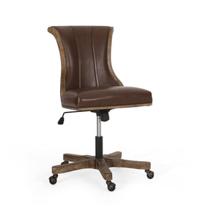 English Elm Christopher Knight Home® - SWIVEL&LIFT Modern Rollback Office Chair with Vertical Channel Stitching, Rubberwood Frame & Casters Brown+Neutral 71885.00DBRNNTL