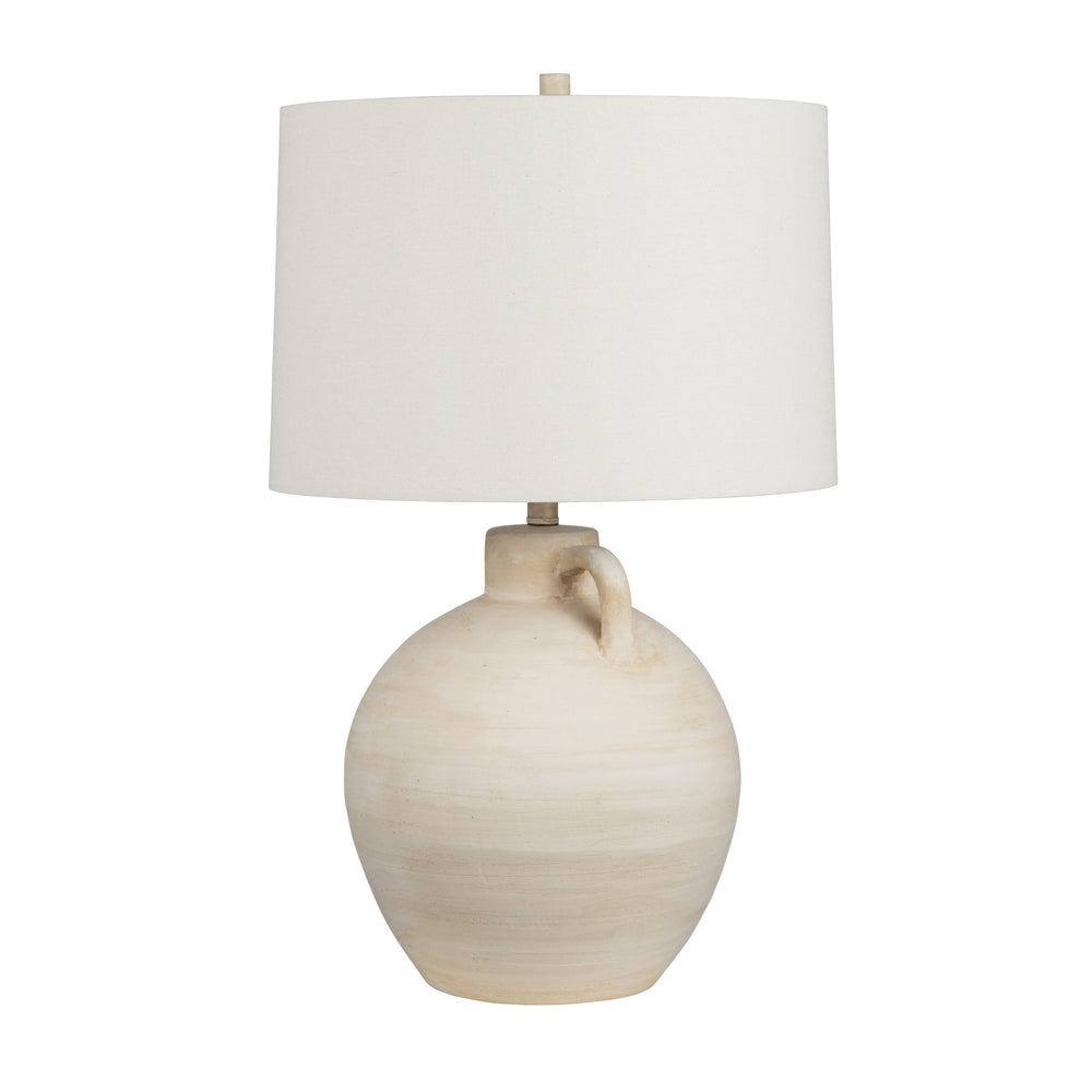 Crestview Collection 29.5"H Ceramic Table Lamp - Rustic Tan Finish, Timeless Design With Oatmeal Linen Shade & 3-way Socket   Cvazp095