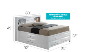 English Elm Contemporary Full Storage Bed with Built-In Drawers and Sturdy Particle Board Frame for Durability and Modern Style White 15 L x 20 W x 39 H B078S00210
