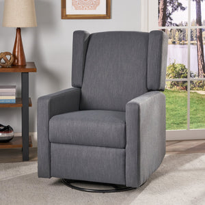English Elm Christopher Knight Home® - Swivel Recliner Pushback Chair with Lever & Wingback Design, Space-Saving Swivel Recliner for Living Room Charcoal 67547.00CHAR
