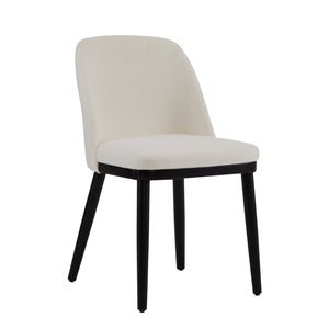 English Elm Dining Chair Set of 2 Mid-century Walnut Wood Frame Upholstered Seat and Back Beige N771P237031M
