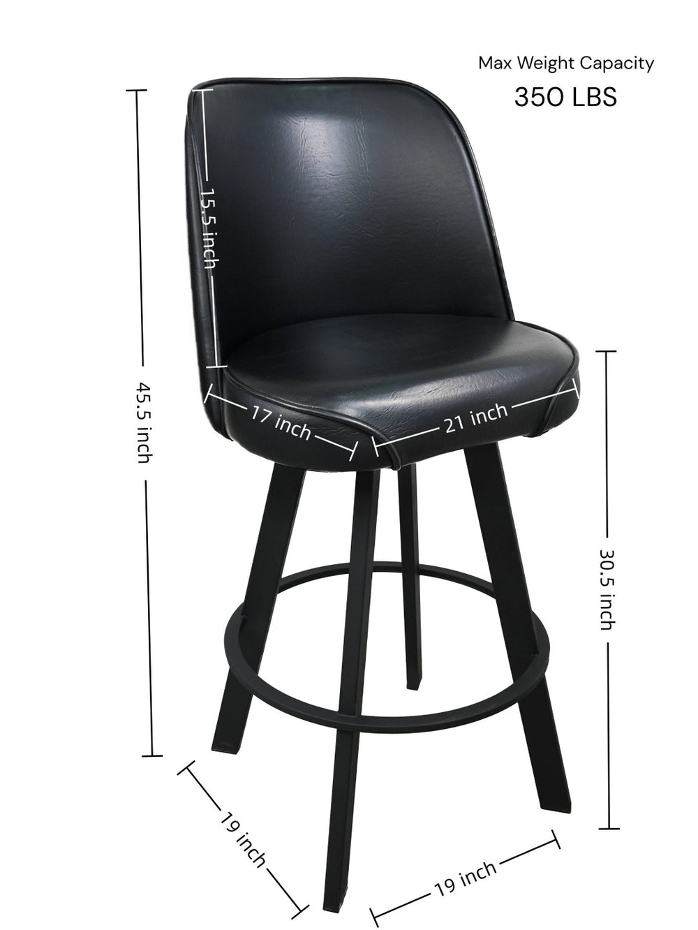 English Elm Set of 2 Commercial Grade Swivel Bucket Seat Barstools with Ergonomic Upholstered Frame Black W5232P423631