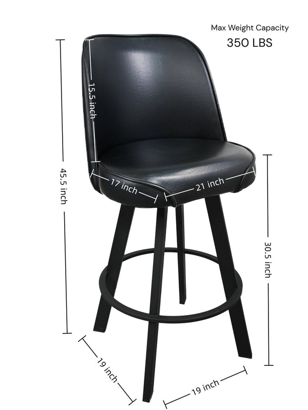 English Elm Set of 2 Commercial Grade Swivel Bucket Seat Barstools with Ergonomic Upholstered Frame Black W5232P423631