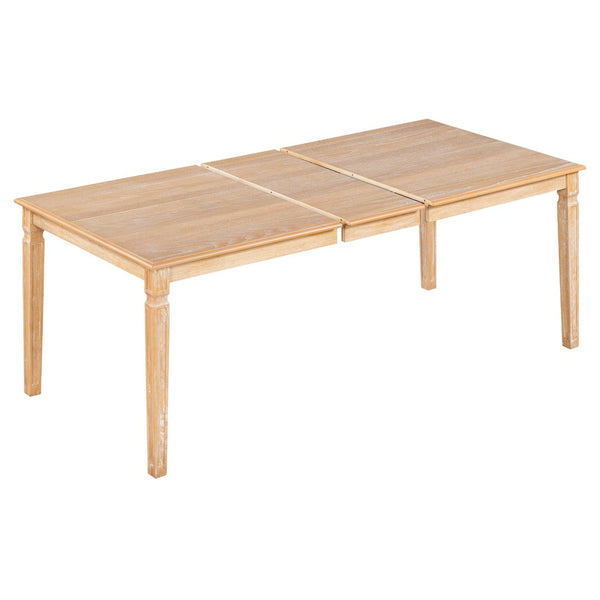 English Elm Trexm Rustic Farmhouse Extendable Dining Set Six Piece with Bench Distressed Wood Beige,Natural Wood Wash ST000151AAD