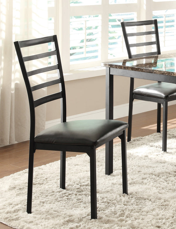 English Elm Black Flannery Side Chairs Set of 4 - Ladder-Back Metal Frame, Black Faux Leather Seats, Compact Dining Chairs B011P262350
