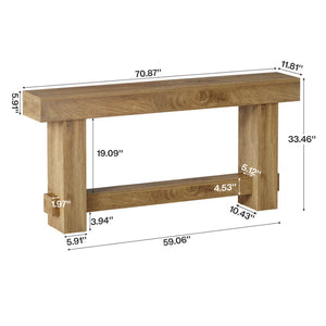 English Elm Hall Console Table Industrial Rustic Two Tier Wood Tone Metal Frame Entryway Sofa T3971P456365