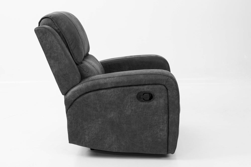 English Elm Single Modern Manual Recliner with Tight Square Arms, Horizontal & Vertical Tufting, Side Handle Comfort B089P240525