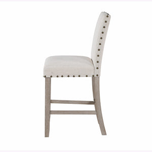 English Elm MARIAN Gray Fabric Bar Stool Kit of 2 - White Finish, Nailhead Trim, Solid Wood Frame, Transitional Style B201P256314