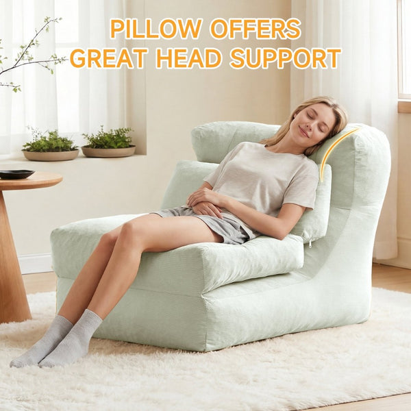 English Elm Cloud Corduroy Sleeper Chair Foldable High Density Foam Seat for Small Space Living Beige W1765P448558