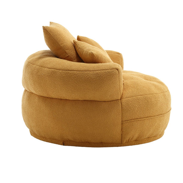 English Elm COOLMORE Chenille Sponge circular sleeper chair with removable washable cover, plush pillows & space-saving design Yellow W1539P312248