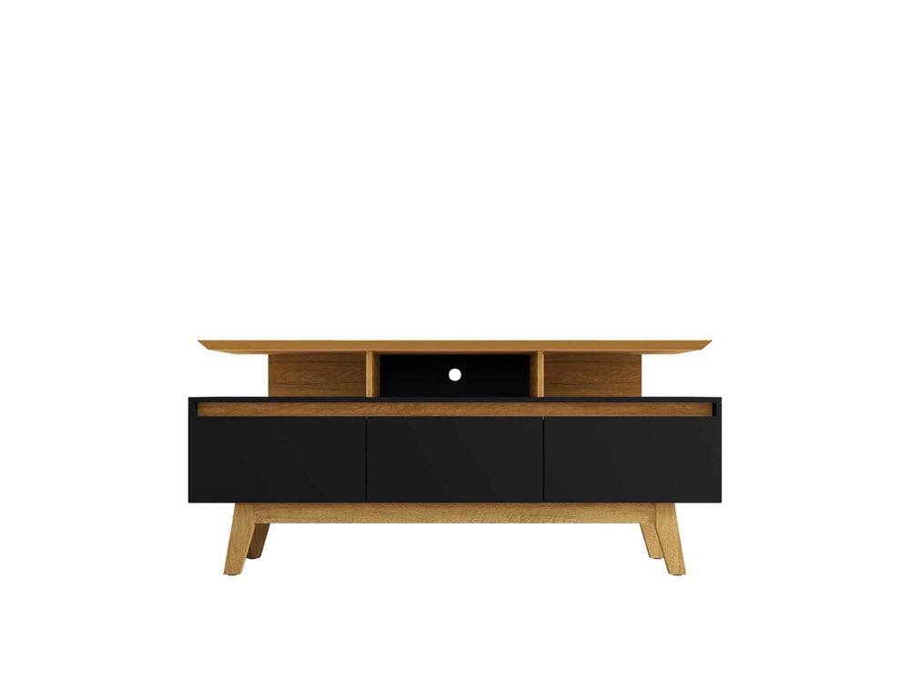 English Elm Yonkers 63" Modern Black Tv Stand With Storage & Cable Management For Sleek Living Room Style B365P398395-GIGA
