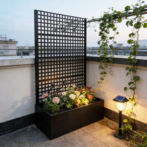 English Elm Metal Raised Garden Bed with Integrated Trellis for Patio Privacy and Climbing Plants W1586P455883
