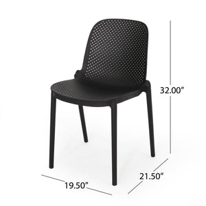 English Elm Christopher Knight Home® - IVY Outdoor Dining Chair with Weather-Resistant Polypropylene, Perforated Modern Design & Durable Frame Black 33.5 L x 23.5 W x 20.3 H 68520.00BLK