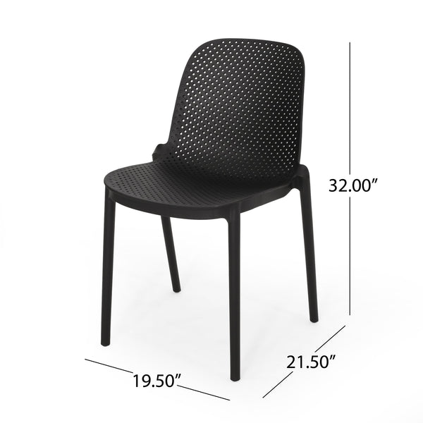 English Elm Christopher Knight Home® - IVY Outdoor Dining Chair with Weather-Resistant Polypropylene, Perforated Modern Design & Durable Frame Black 33.5 L x 23.5 W x 20.3 H 68520.00BLK