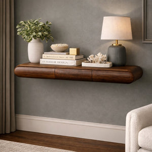 English Elm Solid Mango Wood Console Table with Three Drawers for Entryway or Hallway B182P476715