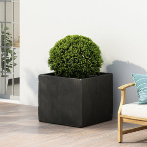 English Elm Christopher Knight Home® - ELLA Modern Cast Stone Planter Box — Square Magnesium Oxide Design, Durable Outdoor Accent for Patio Gardens Black 70628.00BLK
