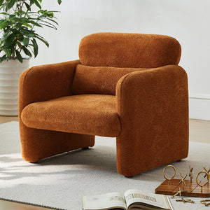 English Elm Best-selling Boucle Cloud Chair Curved Plush Upholstered Armchair with Lumbar Pillow Included Orange W1765P334055