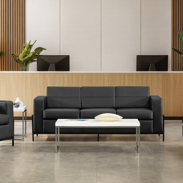 OSP Home Furnishings Arctic Two Seat Faux Leather Reception Lounge Chair with Usb Charging Modern Frame Sofa ARCT53-U65