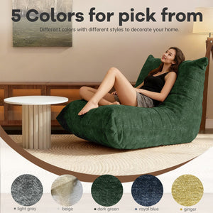 English Elm Ftmmc-lanse Chenille Bean Bag Chair Full Body Support for Reading and Media Rooms Green W3737P458681