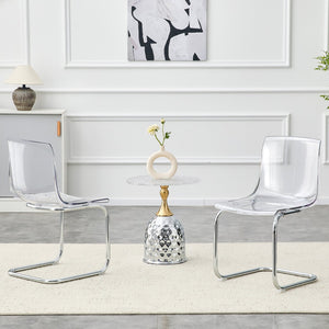 English Elm Transparent Polycarbonate Dining Chair Set of 4 with Arched Steel Frame Modern Style W2920P411151