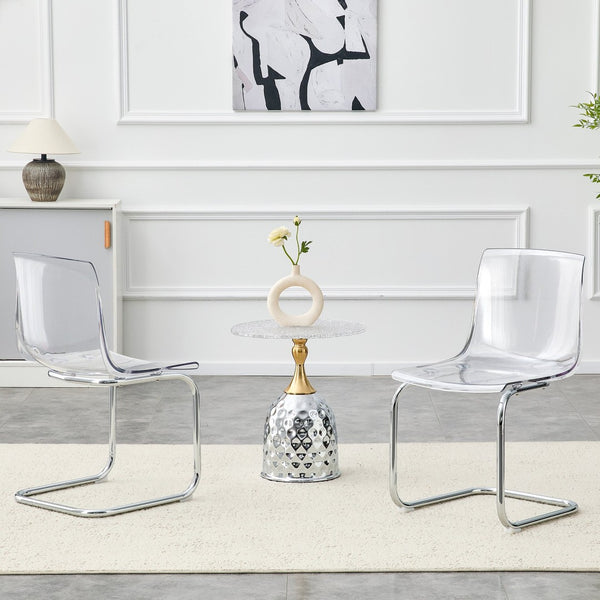 English Elm Transparent Polycarbonate Dining Chair Set of 4 with Arched Steel Frame Modern Style W2920P411151