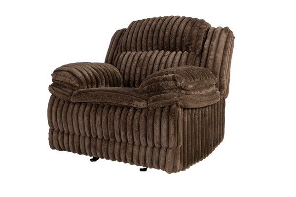 English Elm Manual Glider Recliner Plush Fur-Like Corduroy Upholstery, Smooth Glide, Padded Arms & Backrest Chocolate 28 L x 45 W x 33 H B089P296896
