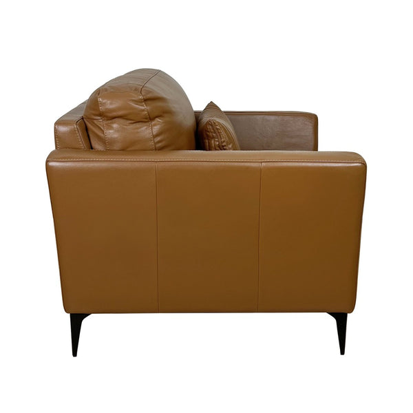 English Elm Tussio Italian Genuine Leather Accent Chair with Pillow Firm Structured Seating B2726P457659