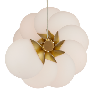 Barcarolle Linear Chandelier - Elegant Brass Fixture with White Globes for Stunning Illumination