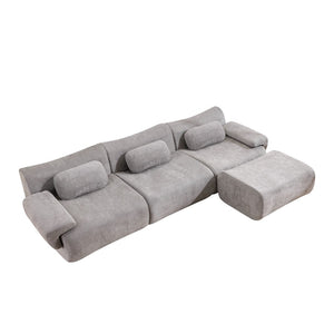 English Elm Modular Chenille Deep Seat Sectional Sofa with Bamboo Frame for Living Room Lounge Grey W1829S00072