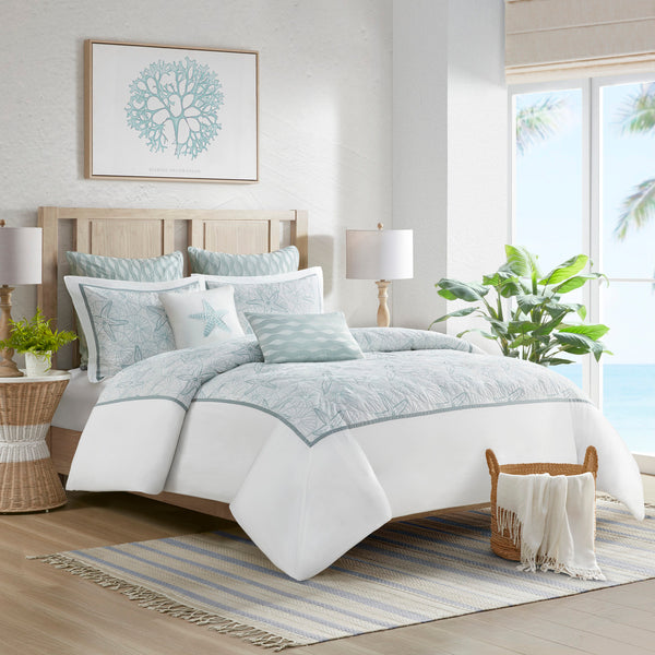 English Elm Duvet Harbor House Maya Bay Embroidered Seashell & Sand Dollar 200TC Cotton Full/Queen Set Multicolor 11.81 L x 9.84 W x 4.33 H B03595770