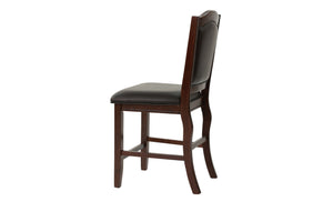 English Elm Formal Counter Height Dining Table Set with Open Shelf and Four Upholstered Side Chairs, Solidwood Finish for Contemporary Gatherings Espresso 46 L x 46 W x 8 H B011S01095