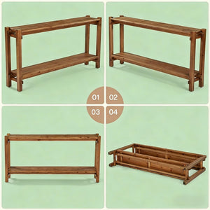 English Elm Practical Geometric Console Table with Matte Black Wood Grain Finish for Entryway or Sofa T3971P453086