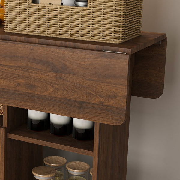 English Elm Multi-functional Folding Desk with Shelved Storage and Casters for Compact Living W2700P437587