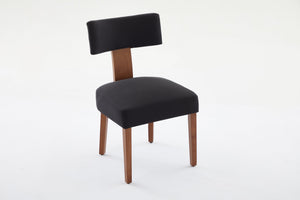 English Elm 064-Set Linen Fabric Modern Armless Dining Chairs with Curved Back & Solid Light Brown Legs for Stylish Comfort Black W527P292118