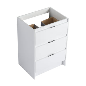 English Elm 24" Freestanding Bathroom Cabinet - Modern Glossy White Vanity With Soft-Close Drawers & Storage W999P312109
