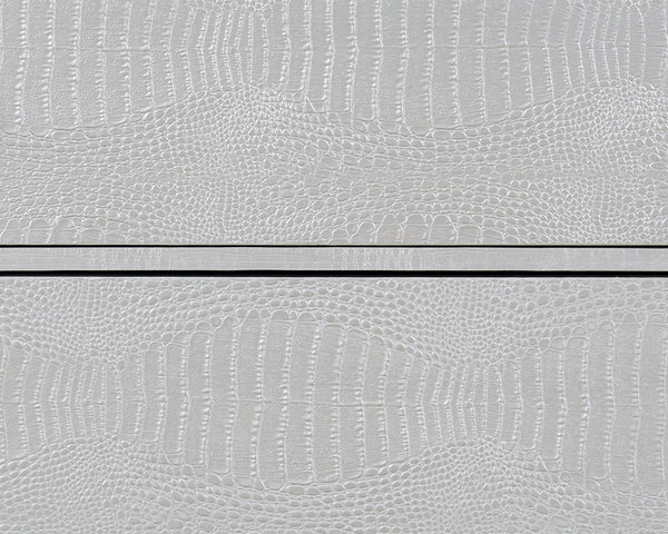 English Elm Anpu Silver Faux Crocodile Console Cabinet with 3 Drawers, Jewelry Tray, Full-Extension Metal Glides B2726P280184